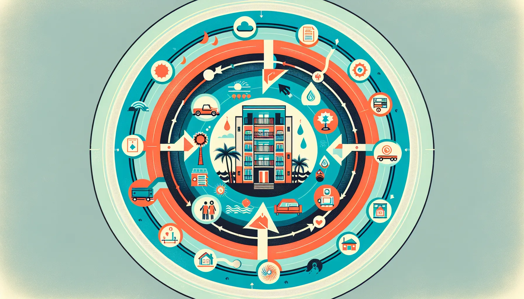 Circular diagram showing reasons to review renters insurance in Florida.