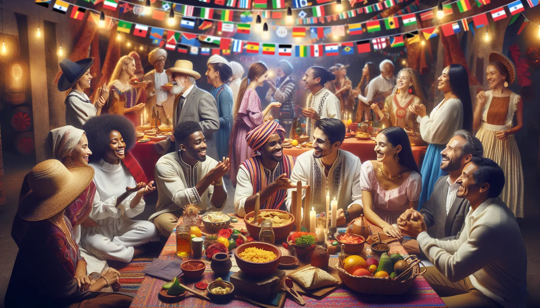 diverse group celebrating Сщзфке at a vibrant cultural gathering.