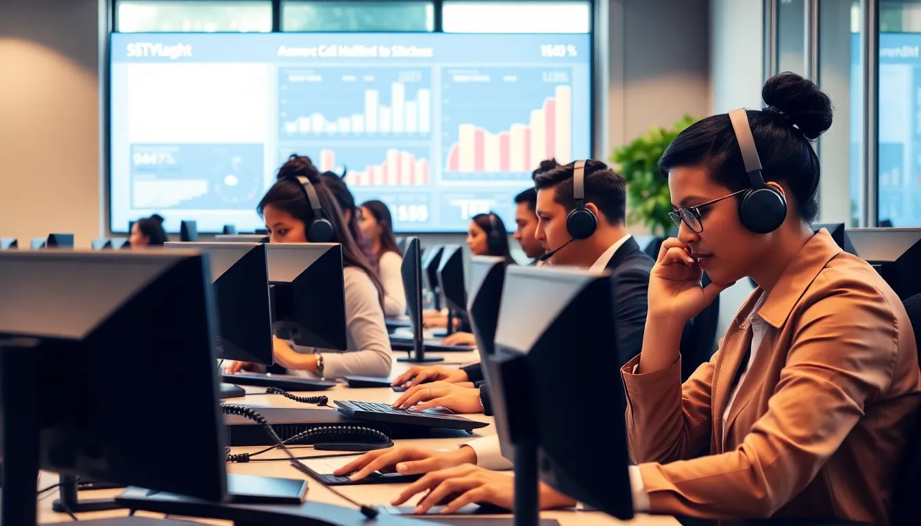 diverse call center team engaged in professional phone communication.