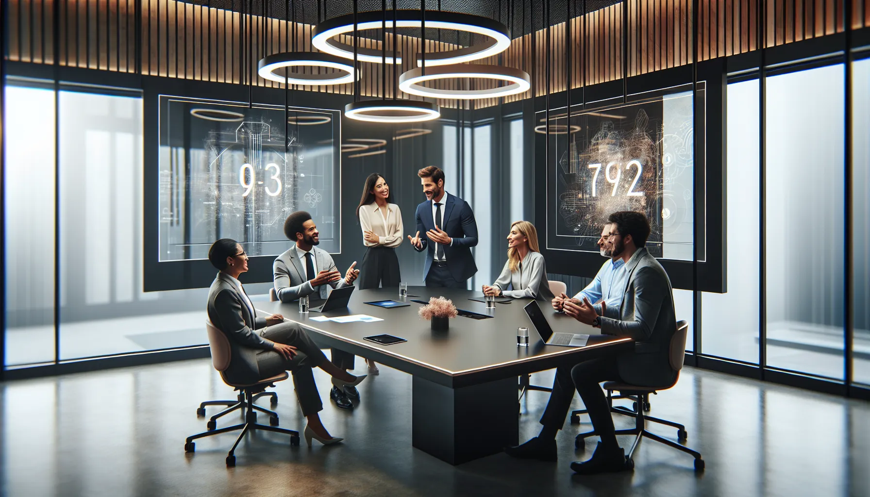 Diverse team discussing the significance of the number 6163177963 in a modern office.