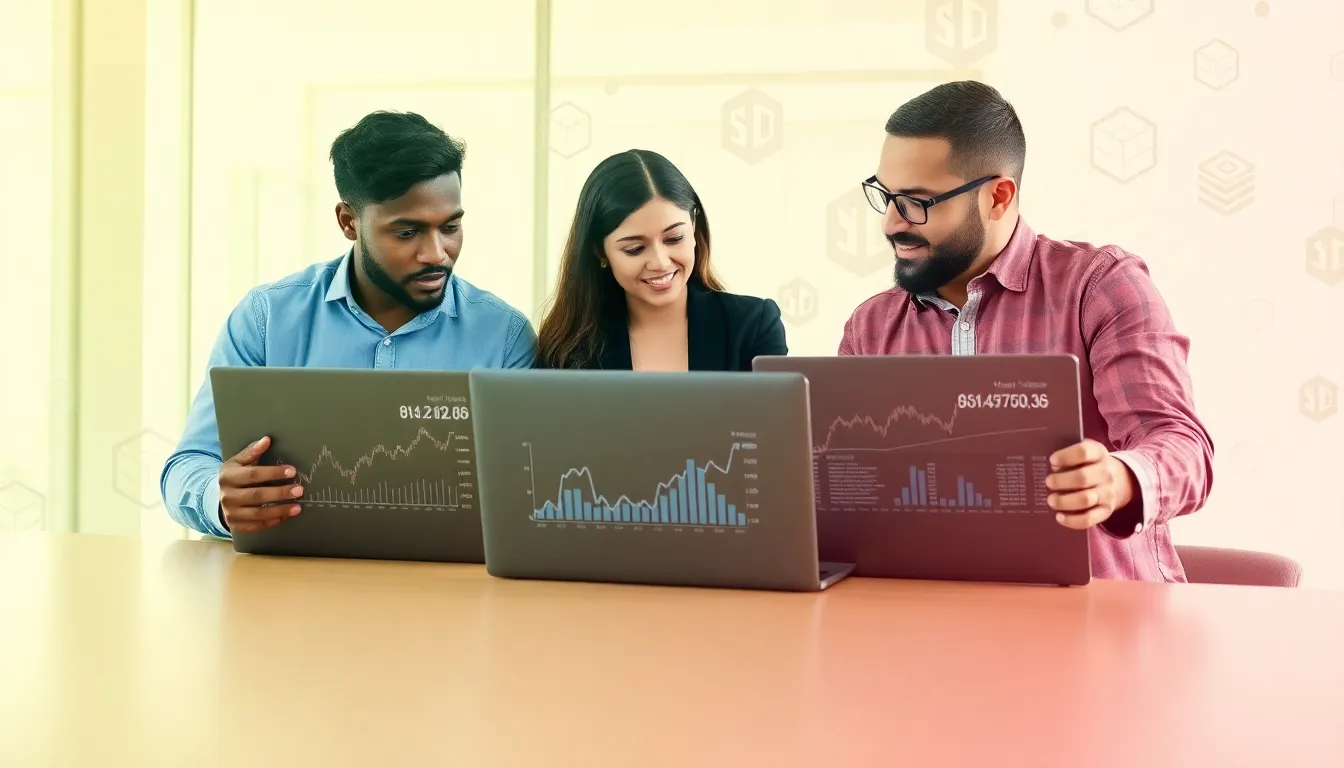 professionals discussing cryptocurrency in a modern office setting.
