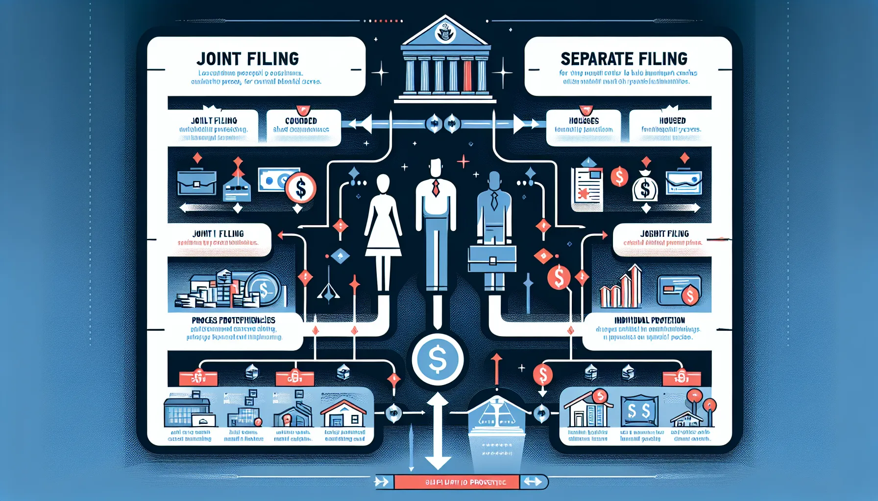 infographic showing bankruptcy filing options for couples in the US