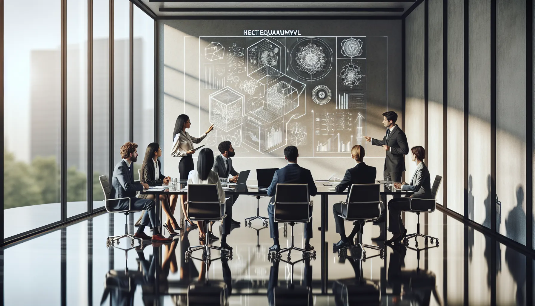 diverse professionals collaborating in a modern conference room.