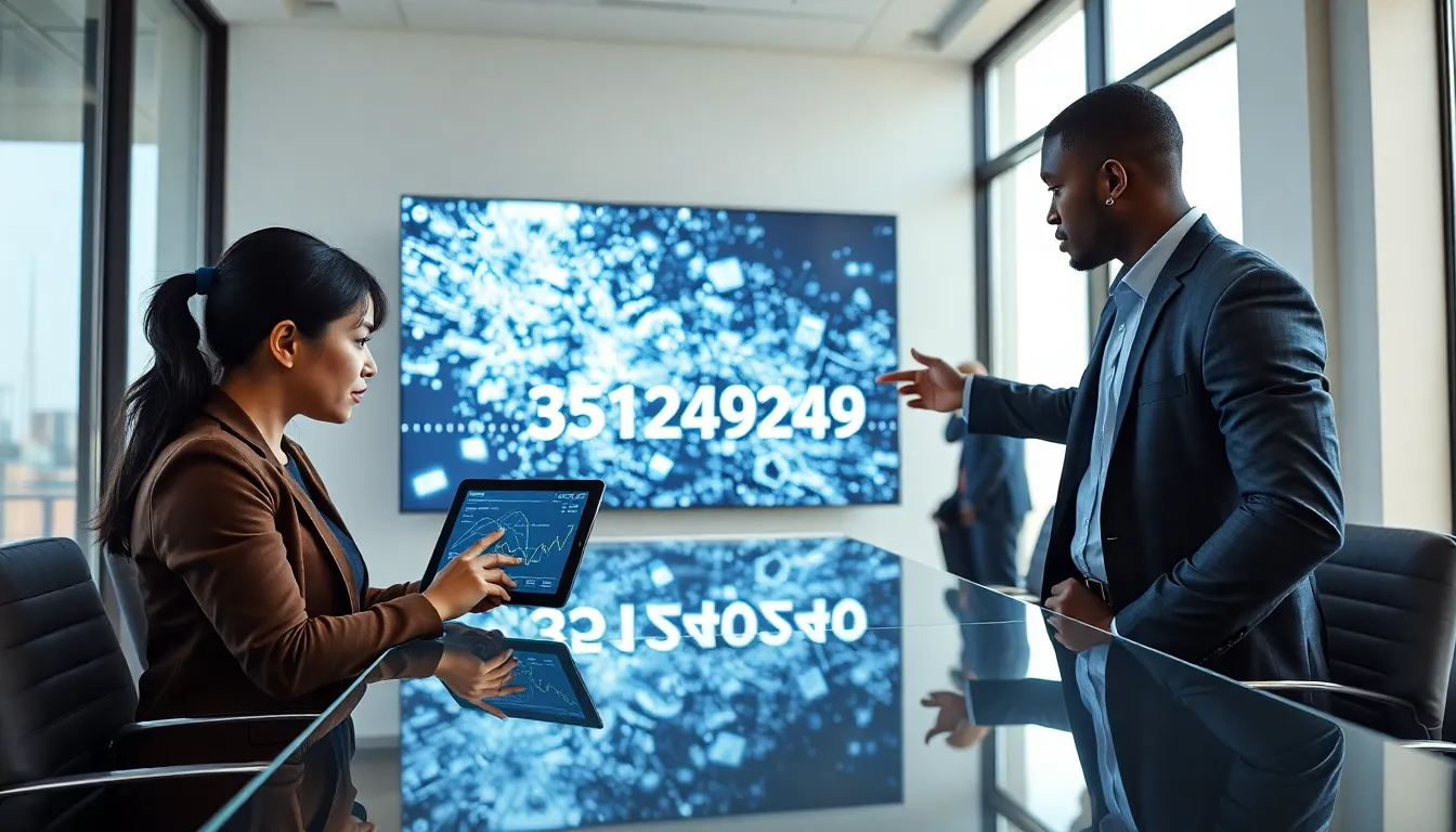 diverse team analyzing data in a modern office setting.