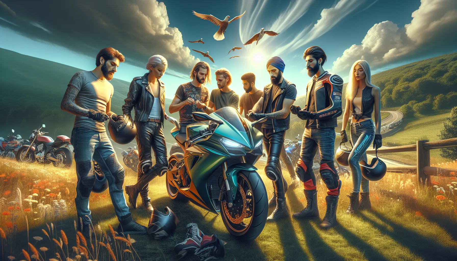 diverse group enjoying Formotor bikes in an outdoor setting.