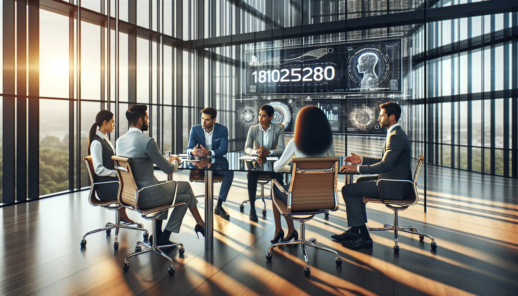 professionals discussing future trends in a modern office setting.