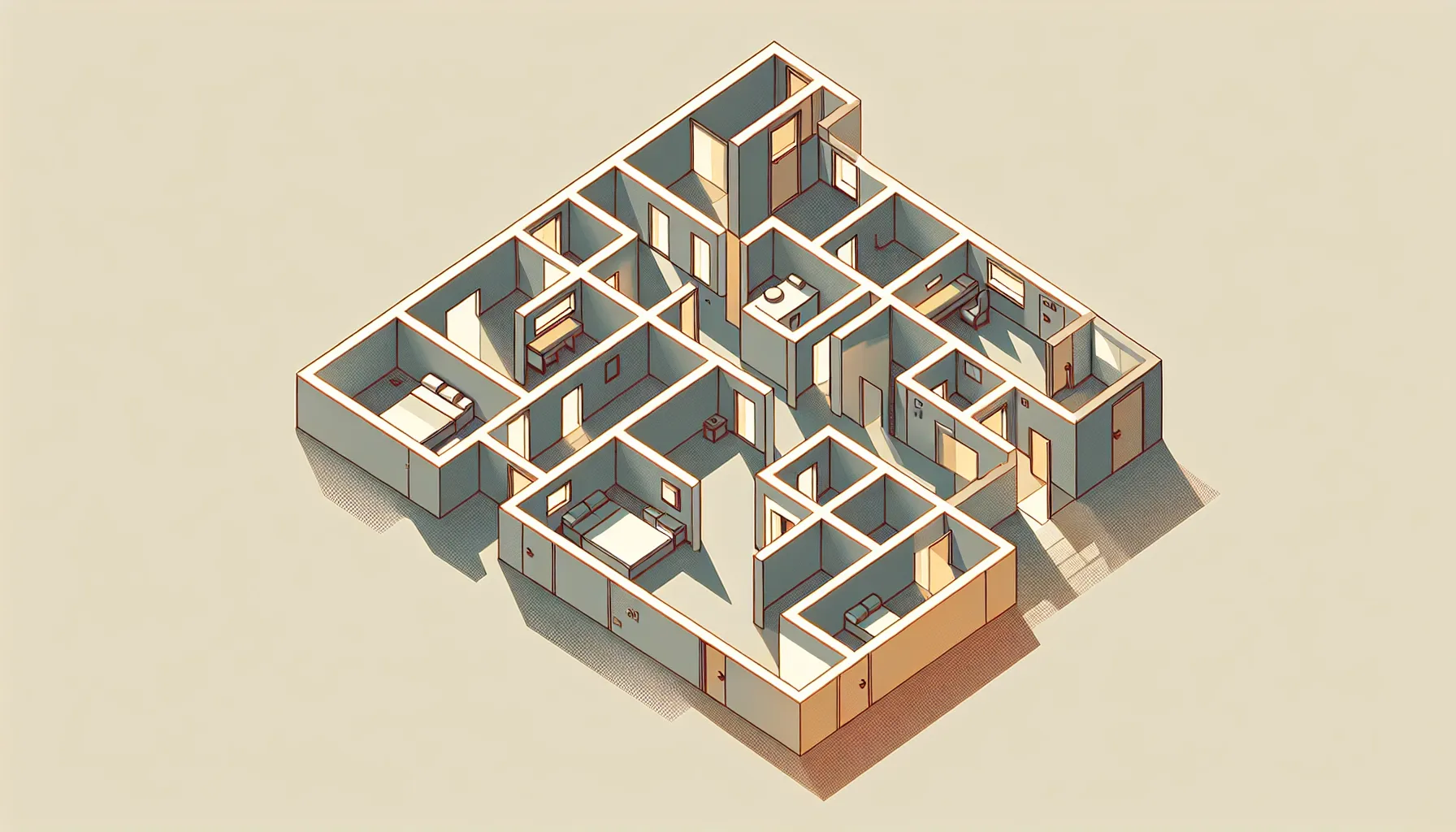 Simple apartment floor plan with one room highlighted in isolation.