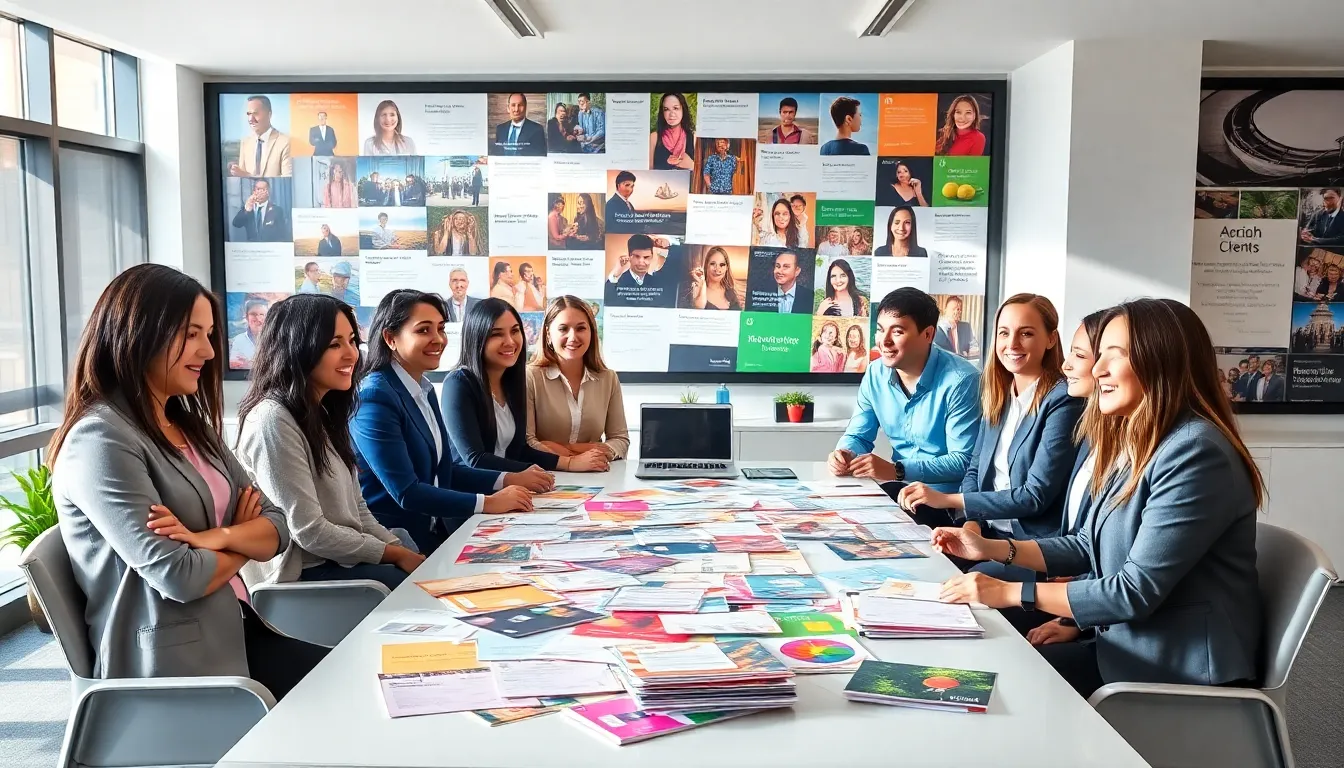 diverse event planning team collaborating in a modern office setting.