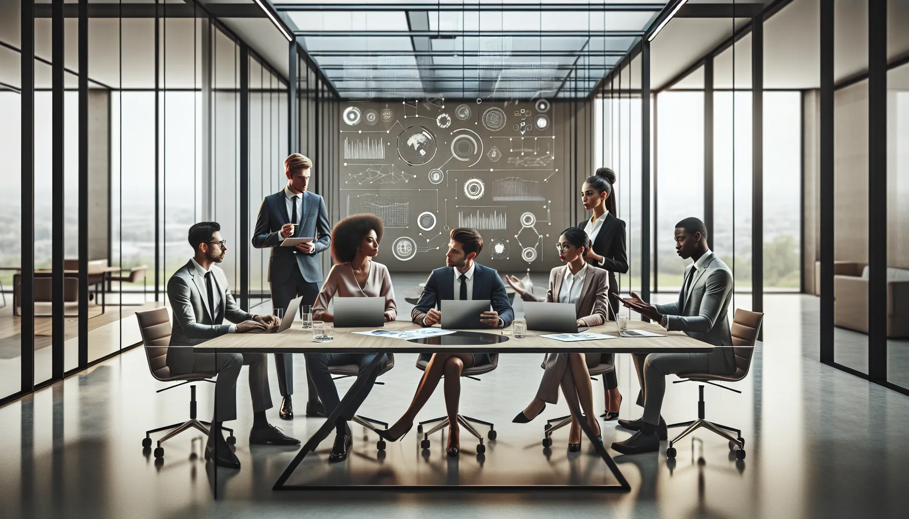 diverse team collaborating in a modern office environment.
