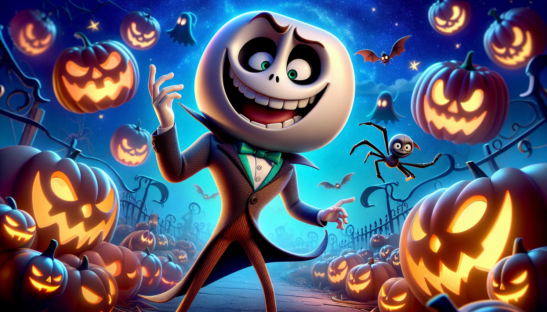 Bob Velseb from Spooky Month in a playful Halloween setting.