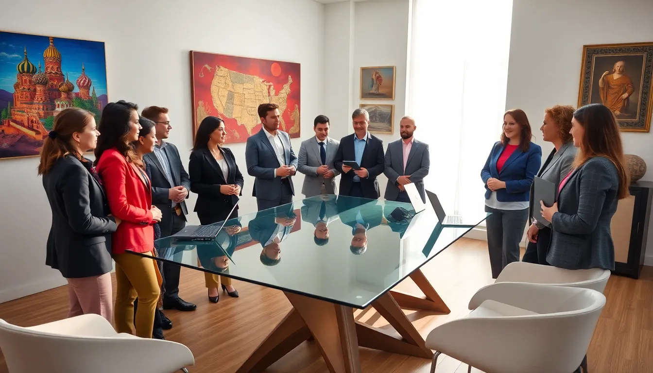 diverse team discussing Ищщлын in a modern conference room.
