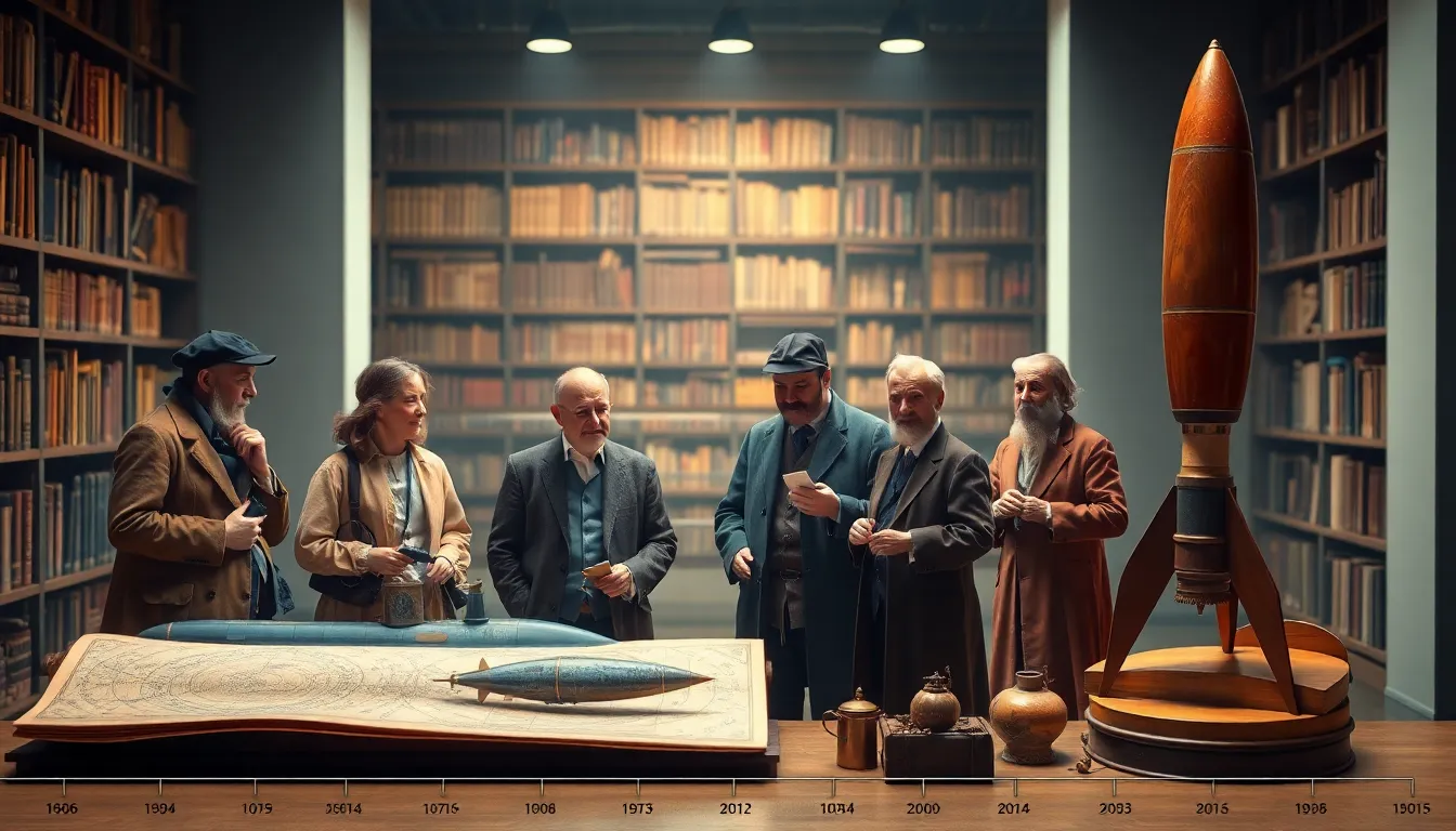 diverse scholars discussing historical predictions of the future.