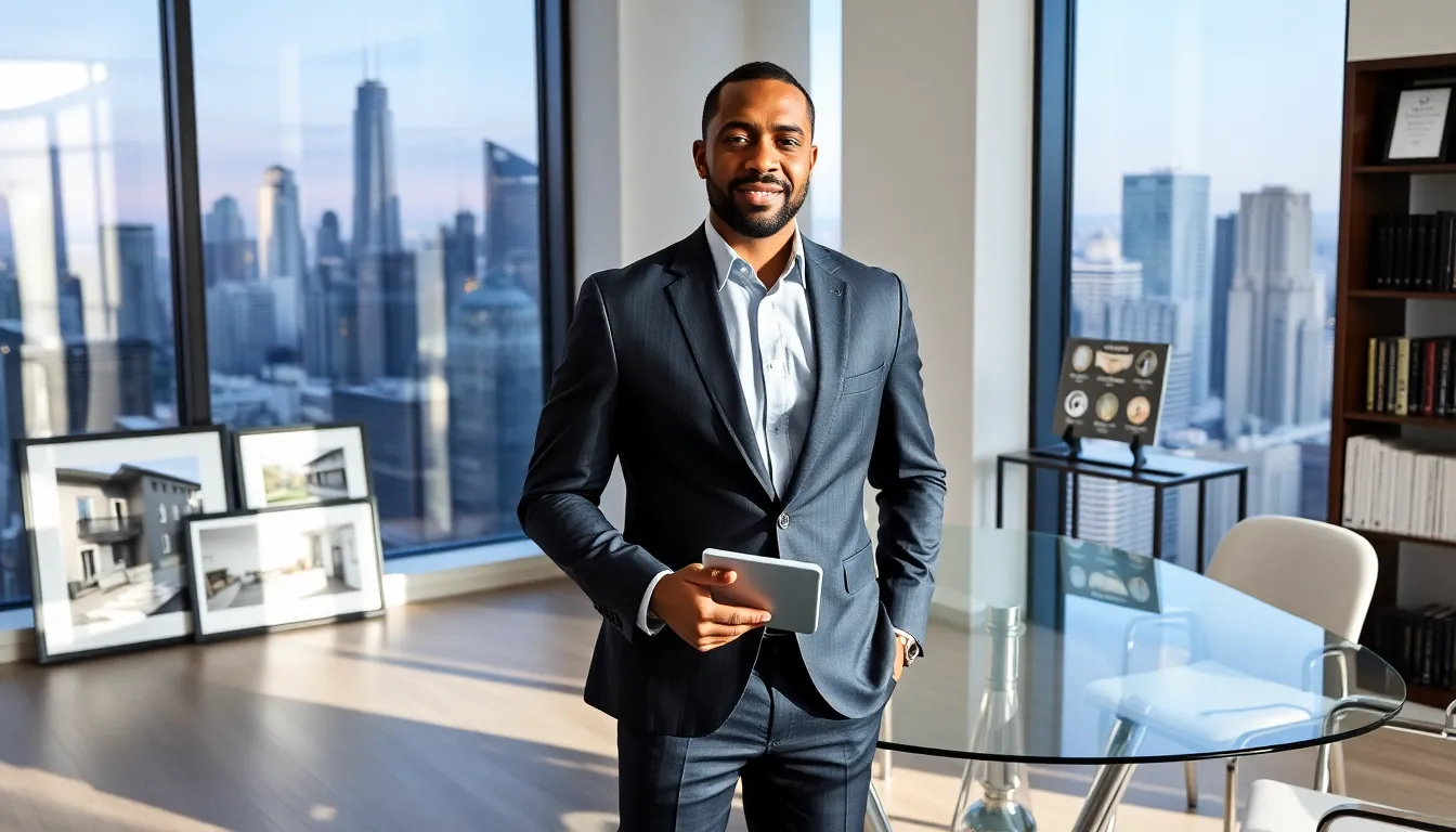 Timothy Williams in a modern office showcasing his real estate expertise.