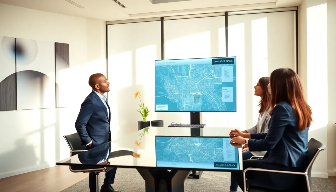 diverse team discussing Atlanta real estate investment strategies in a modern office.