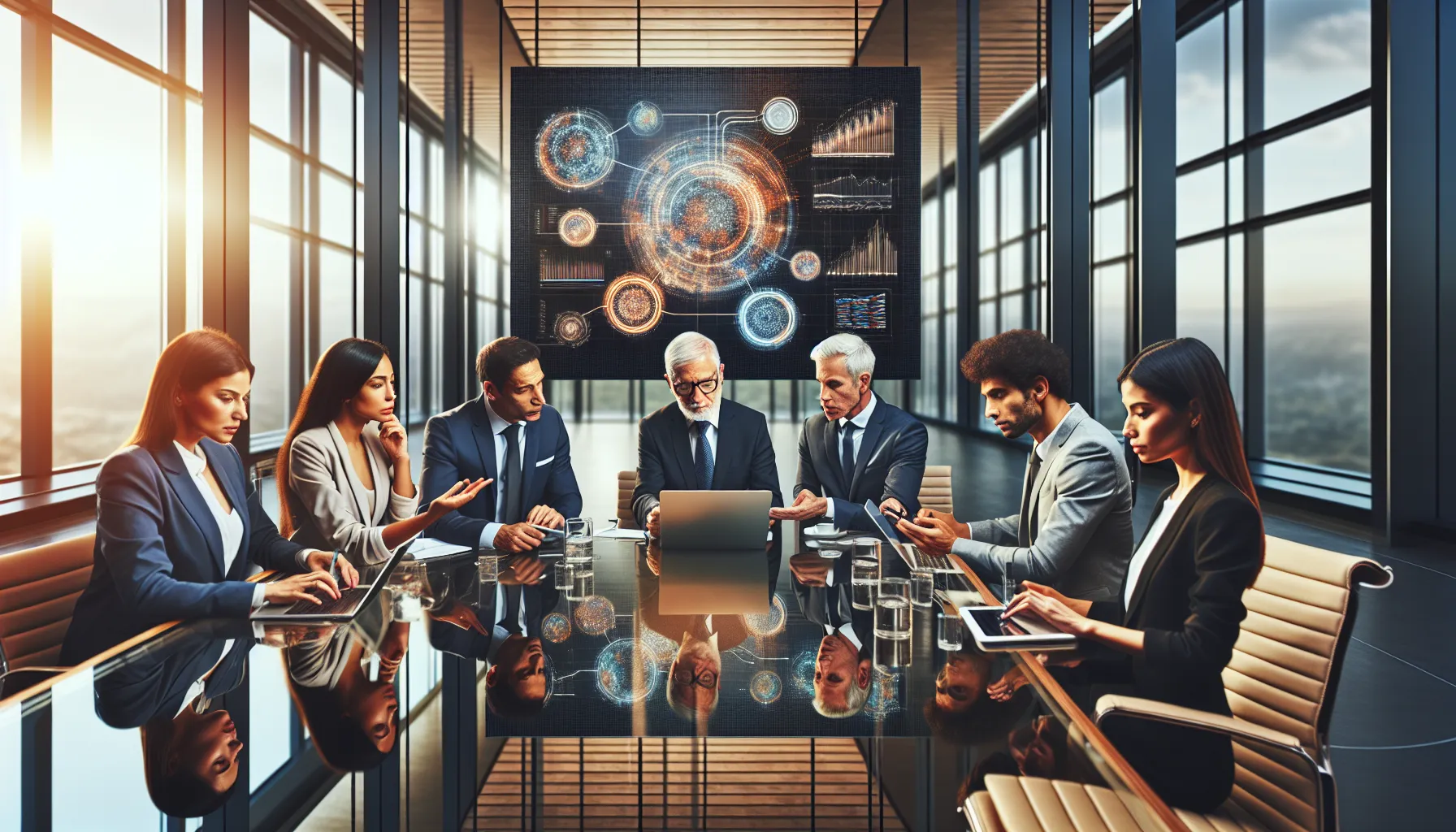diverse team discussing data codes in a modern office.