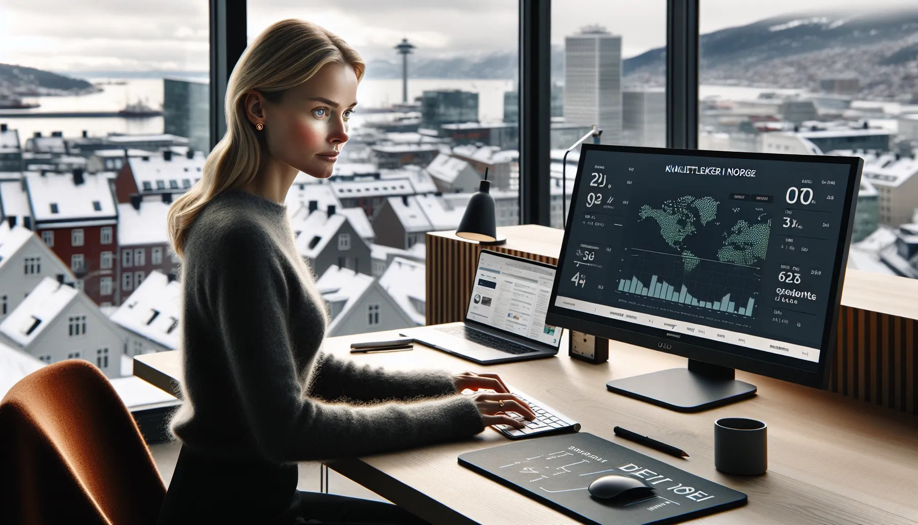 Norwegian marketer crafting data-led link building and PR content in Oslo office.