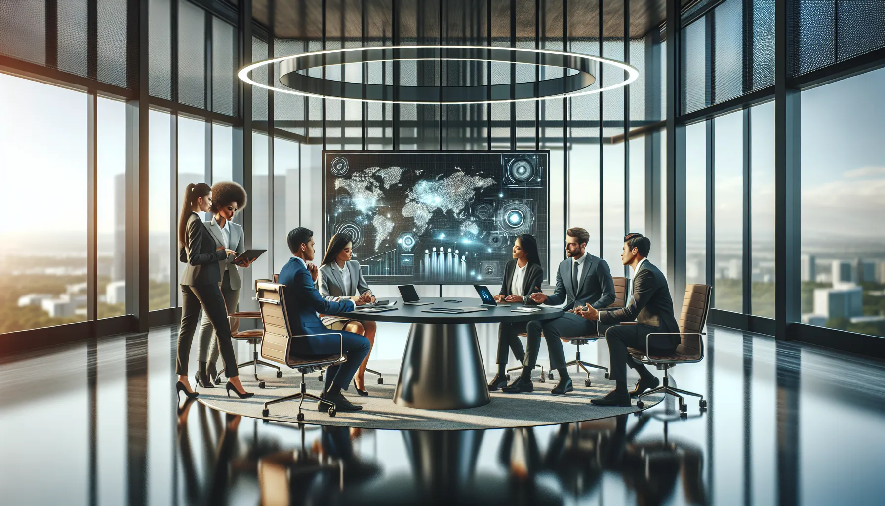 diverse team collaborating in a modern office setting.