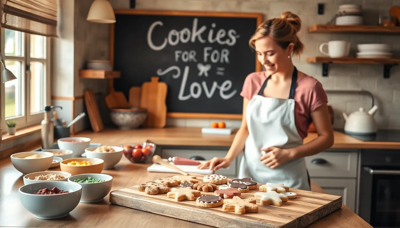 baker crafting cookies in a warm, inviting kitchen.