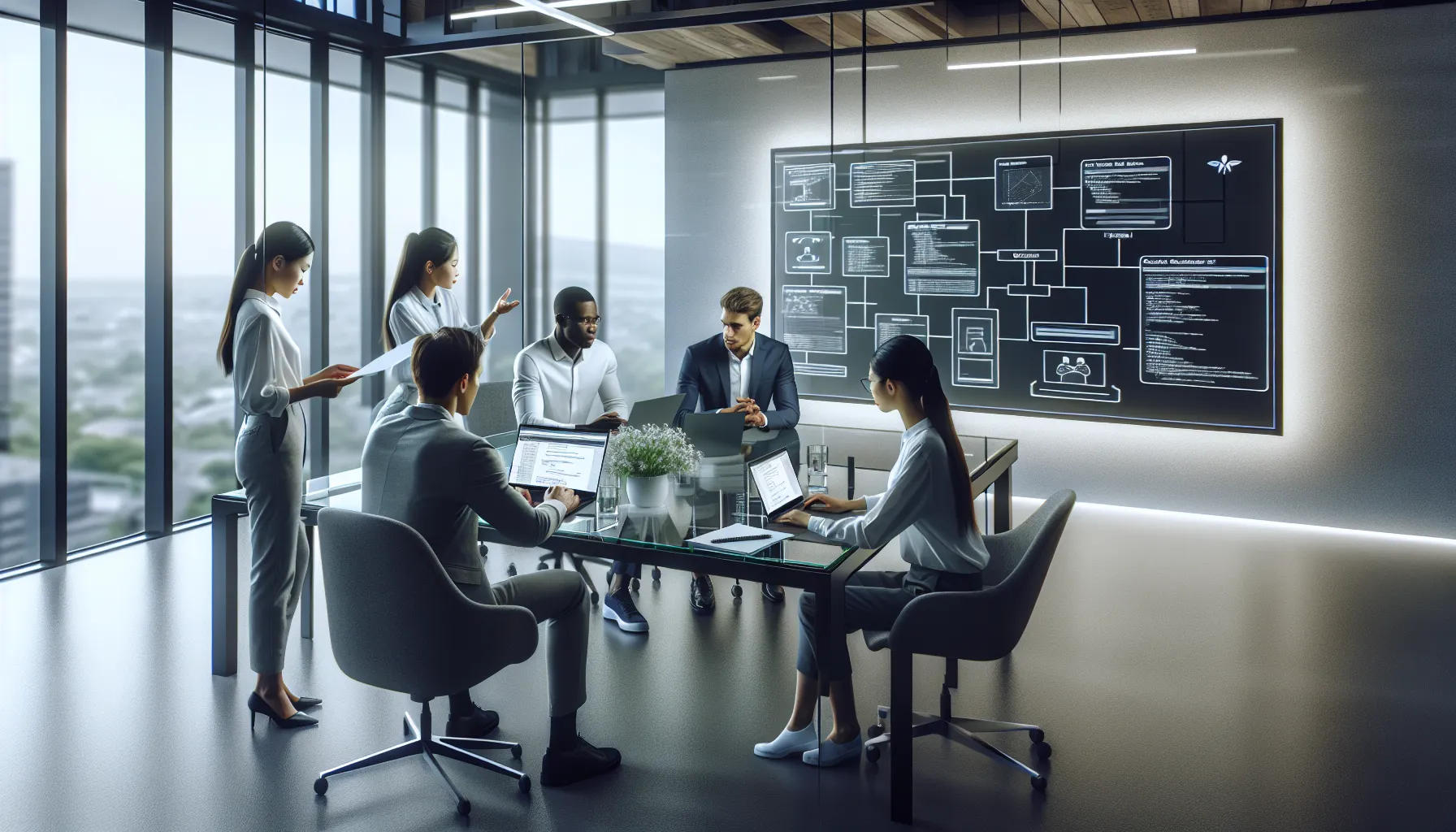 team troubleshooting software issues in a modern office.