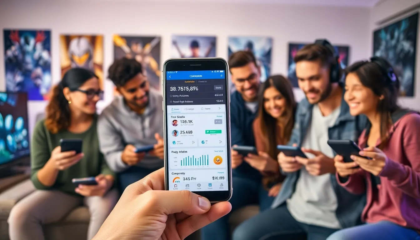 Group of gamers analyzing the Cod Companion App on their smartphones.