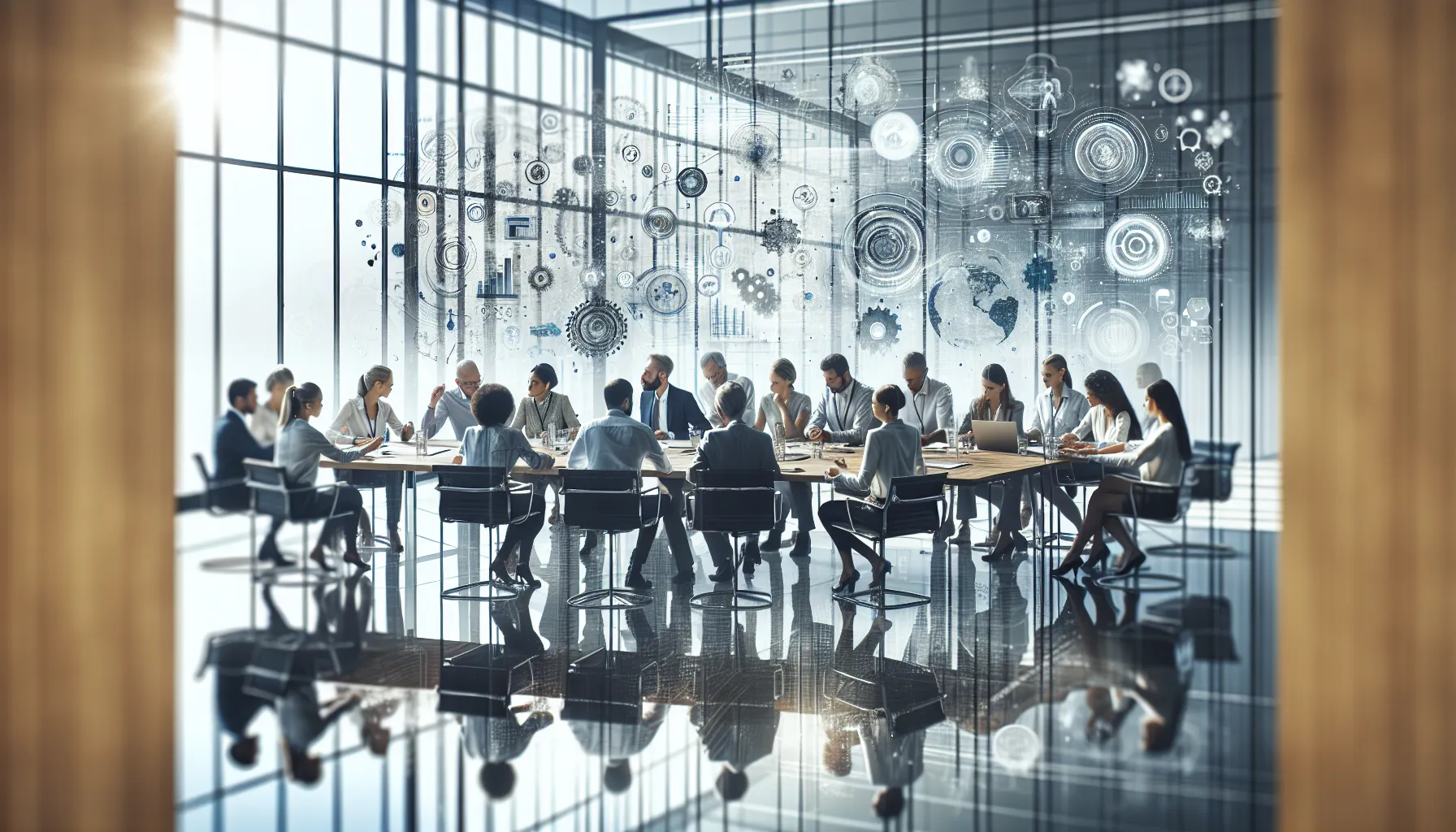 diverse professionals collaborating in a modern workspace.