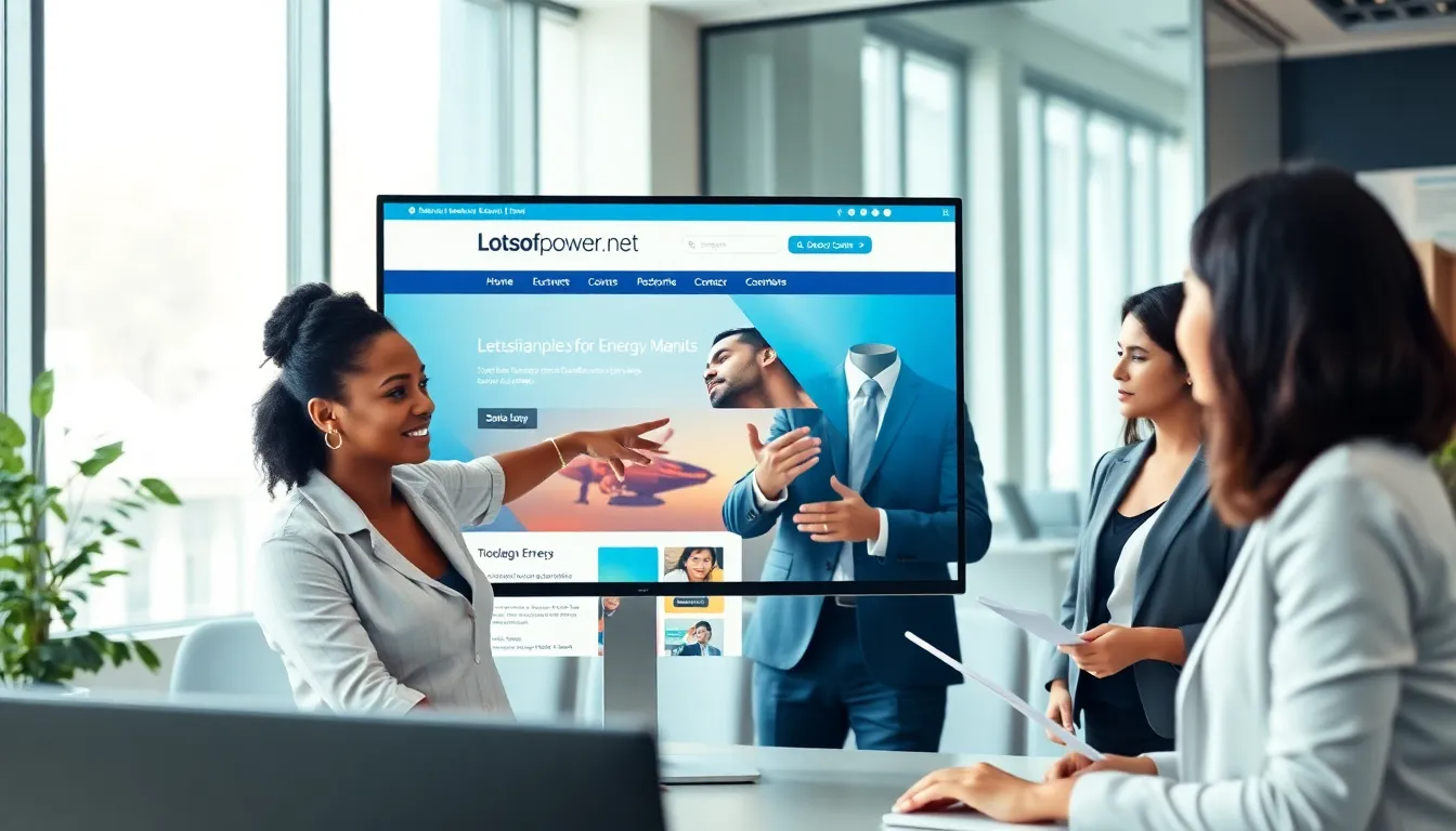 professionals discussing contact details at a modern office workspace.
