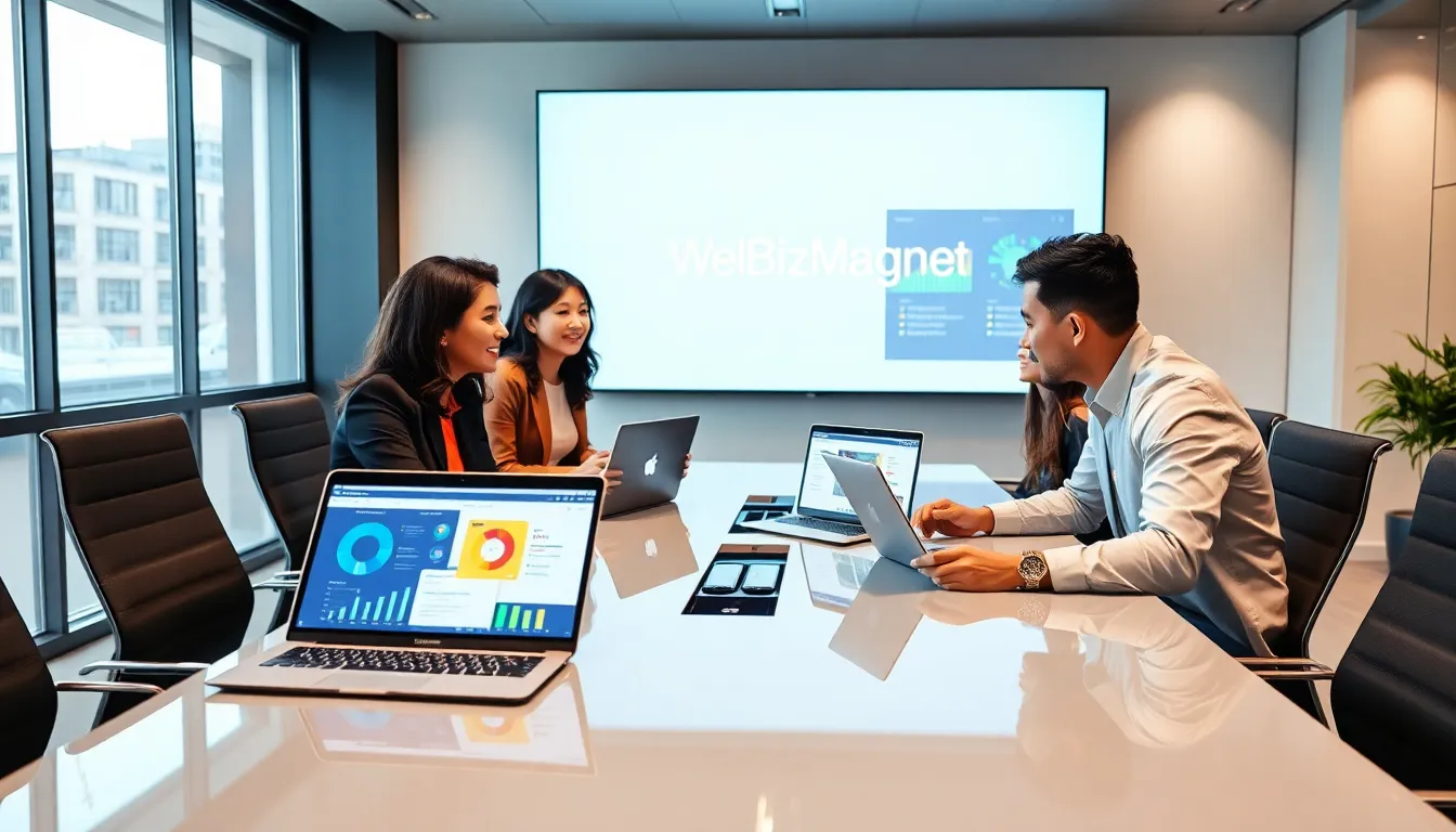 diverse team discussing software apps in a bright office setting.