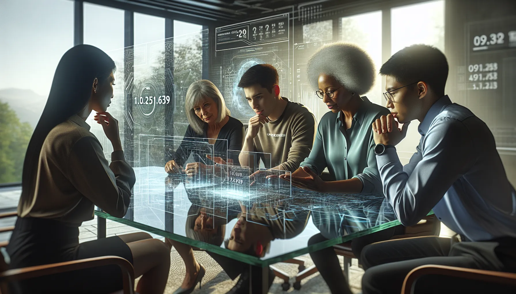 professionals discussing digital identifiers in a modern office setting.