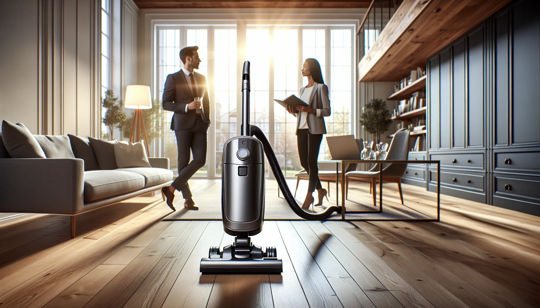 Shark Vacuum Only Runs When Tilted Back: Here’s Why and What to Do 9 Shark vacuum in a modern living room with professionals discussing repair options.