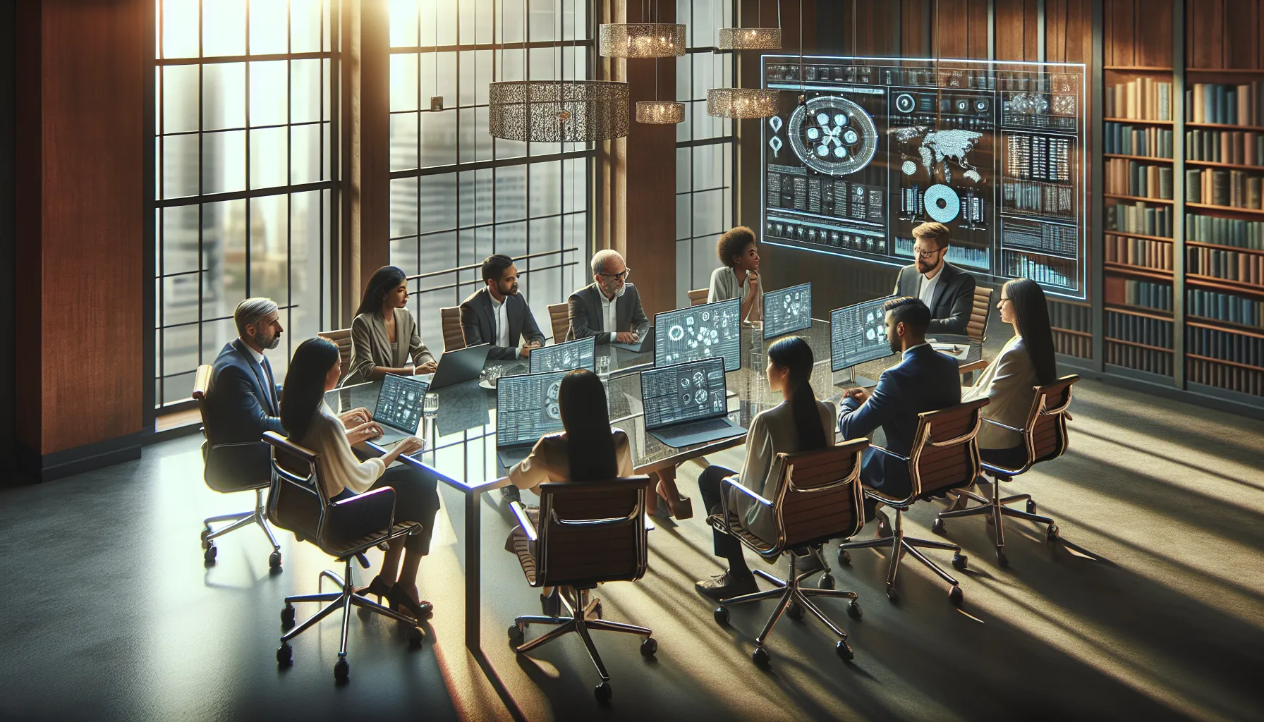 diverse team discussing unique identifiers in a modern office.