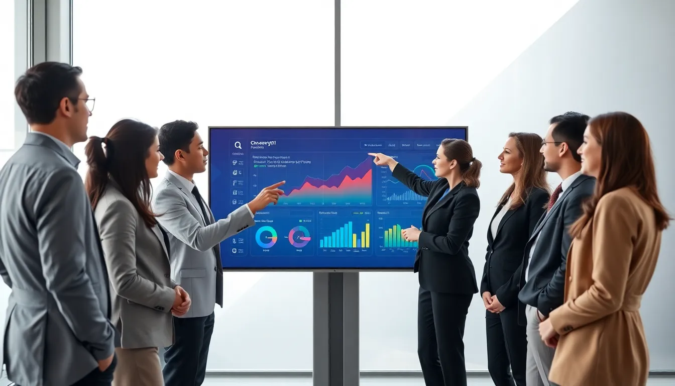 professionals collaborating around a digital screen showcasing Checheryl01 technology