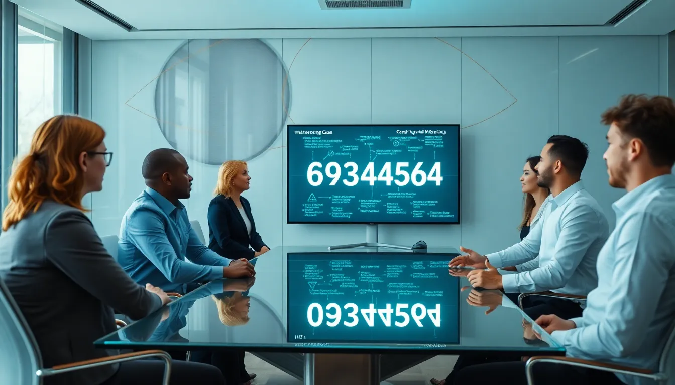 diverse professionals discussing numerical significance in a modern office.