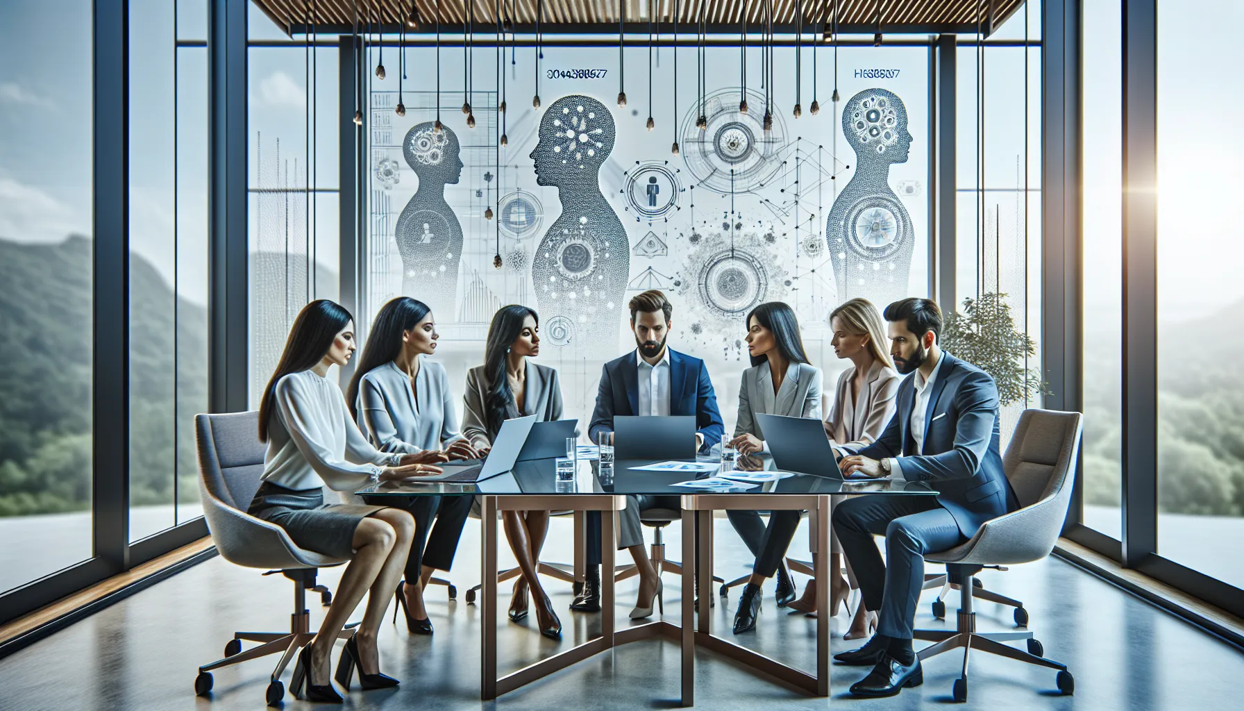 diverse team discussing technology and innovative identifiers in a modern office.