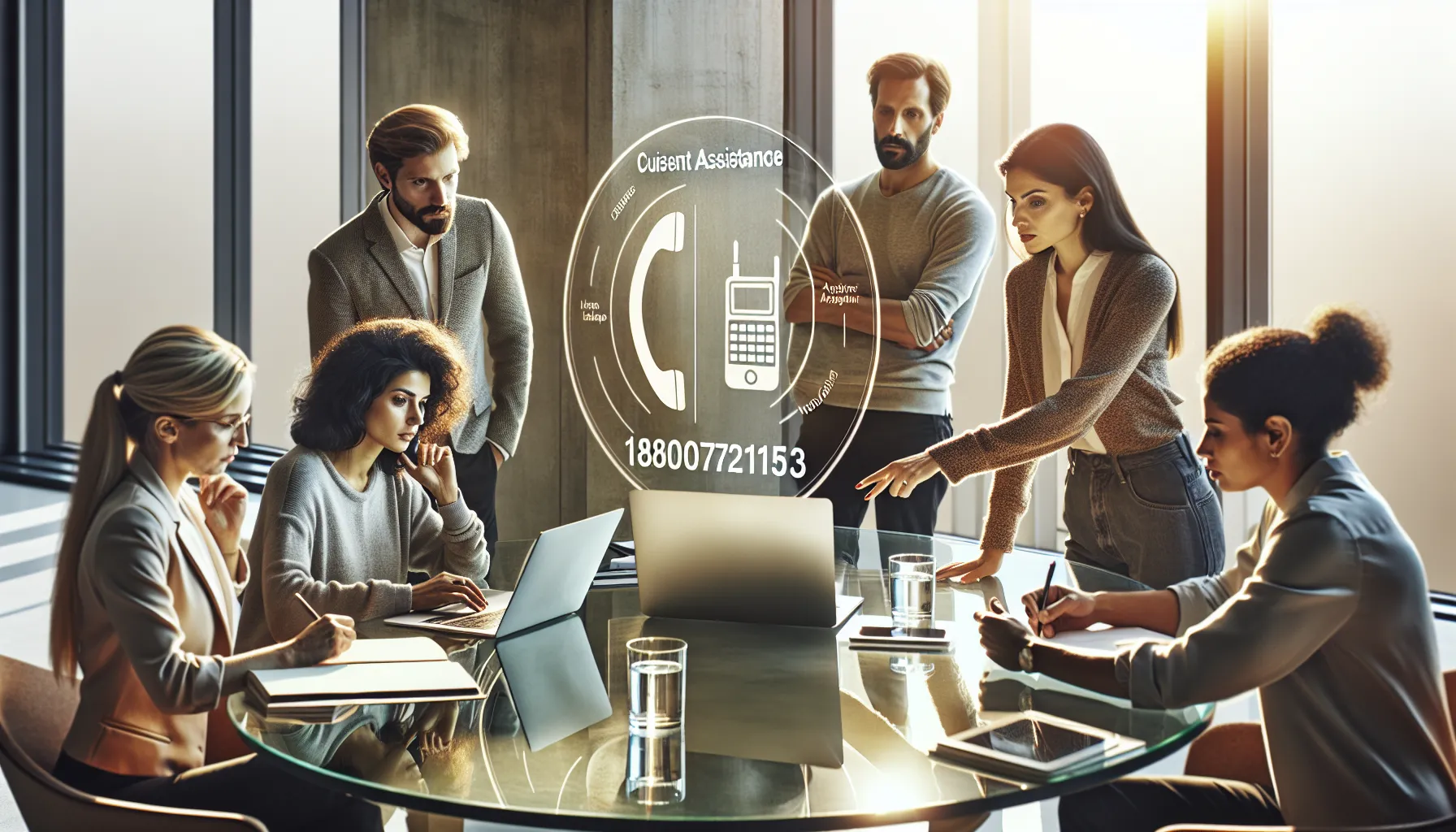diverse professionals collaborating in a modern office setting.