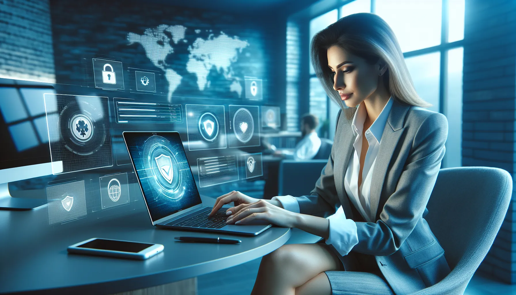 individual using a laptop to browse safe online content.