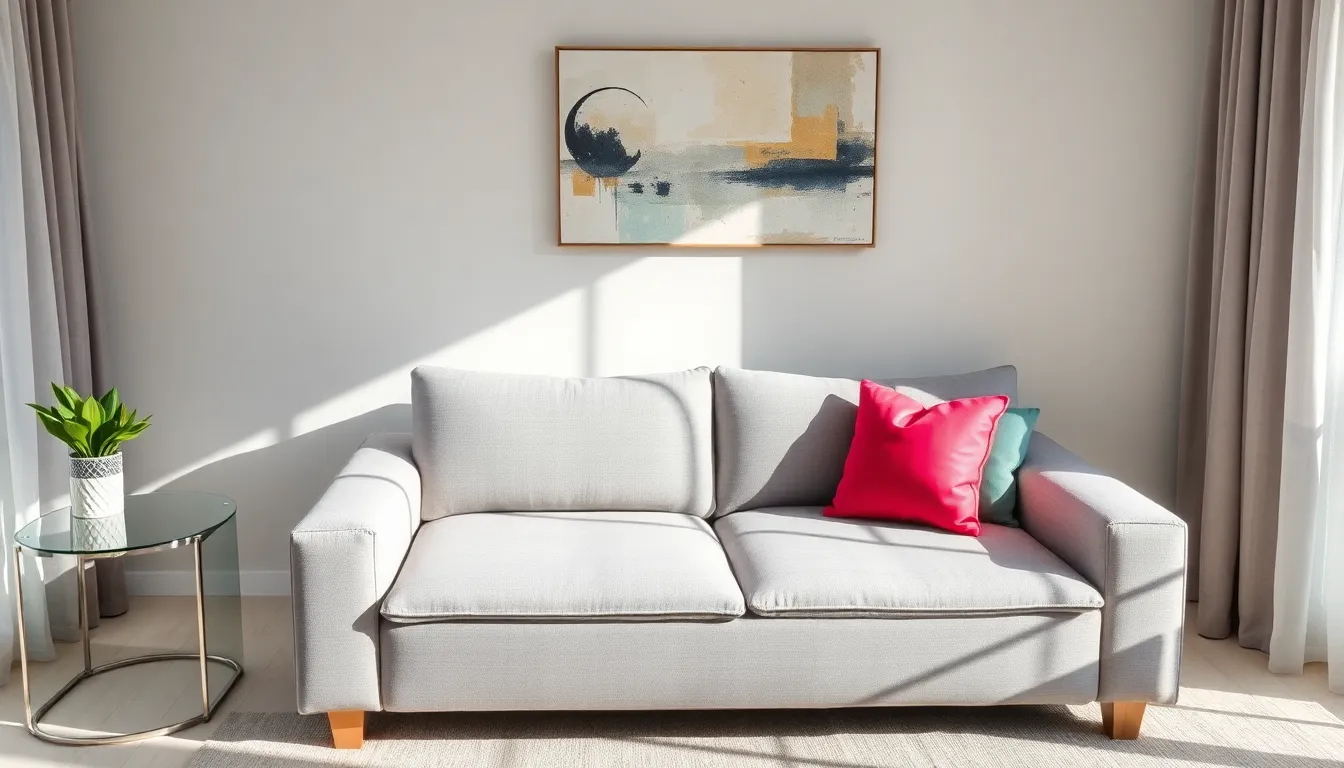 modern bedroom with a stylish couch and natural light.