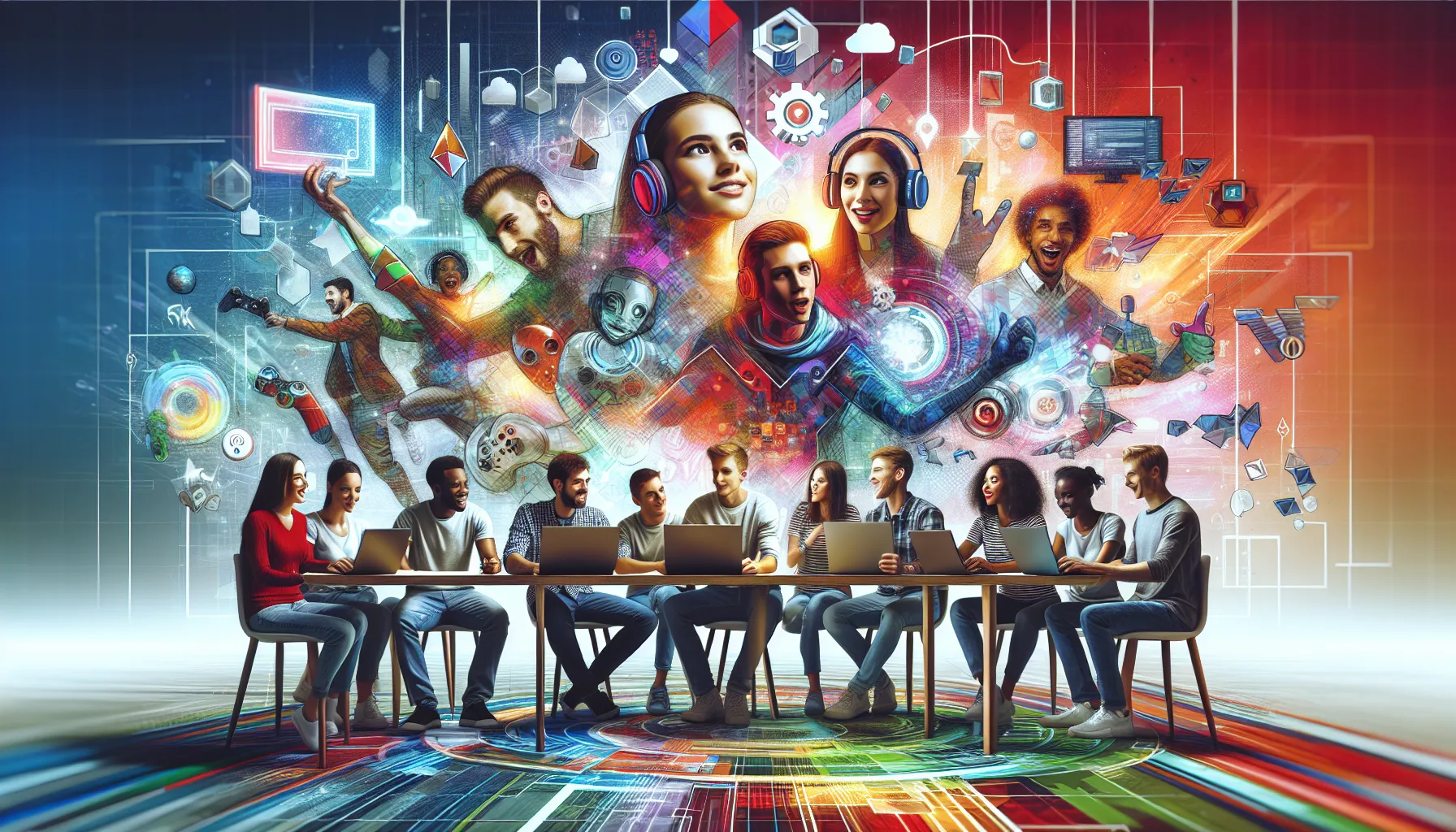 diverse group of professionals engaged in a lively online discussion.