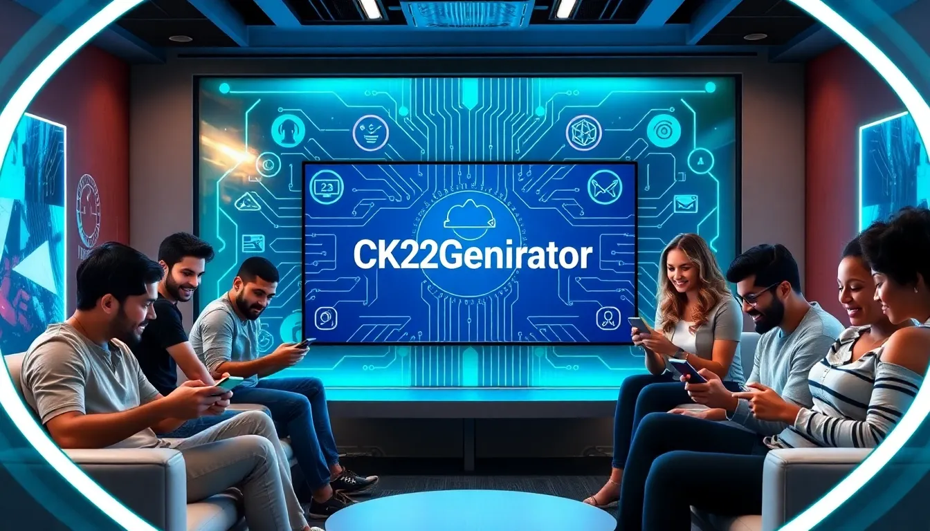 diverse gamers using CK2Generator in a modern gaming lounge.
