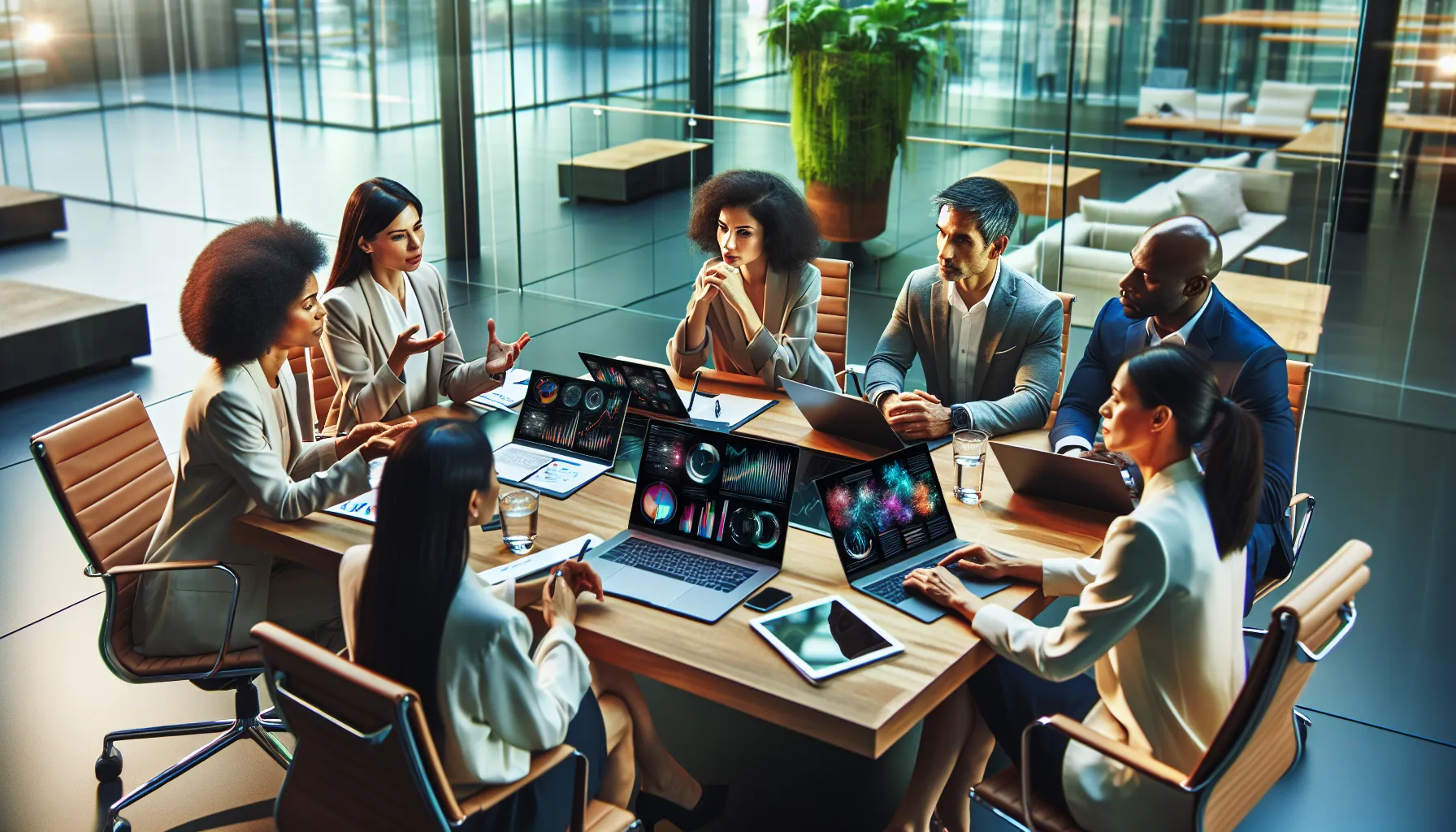 diverse team collaborating on future projects in a modern office setting.