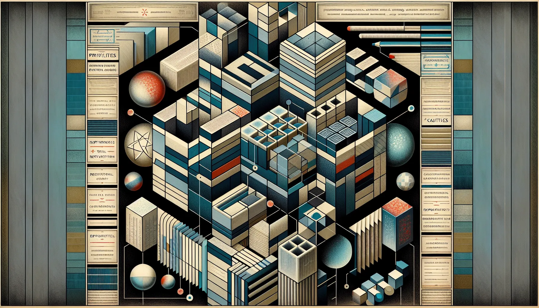 Layered geometric shapes and washes suggesting legal tension and career restrictions. - Physician Assistant Contract Termination