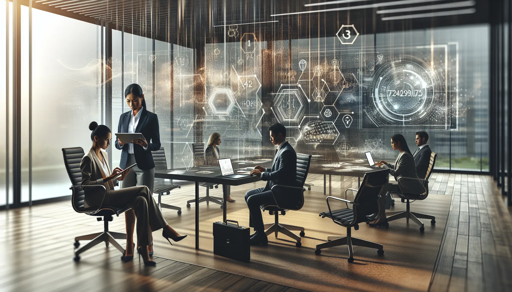 diverse professionals collaborating in a modern office environment.