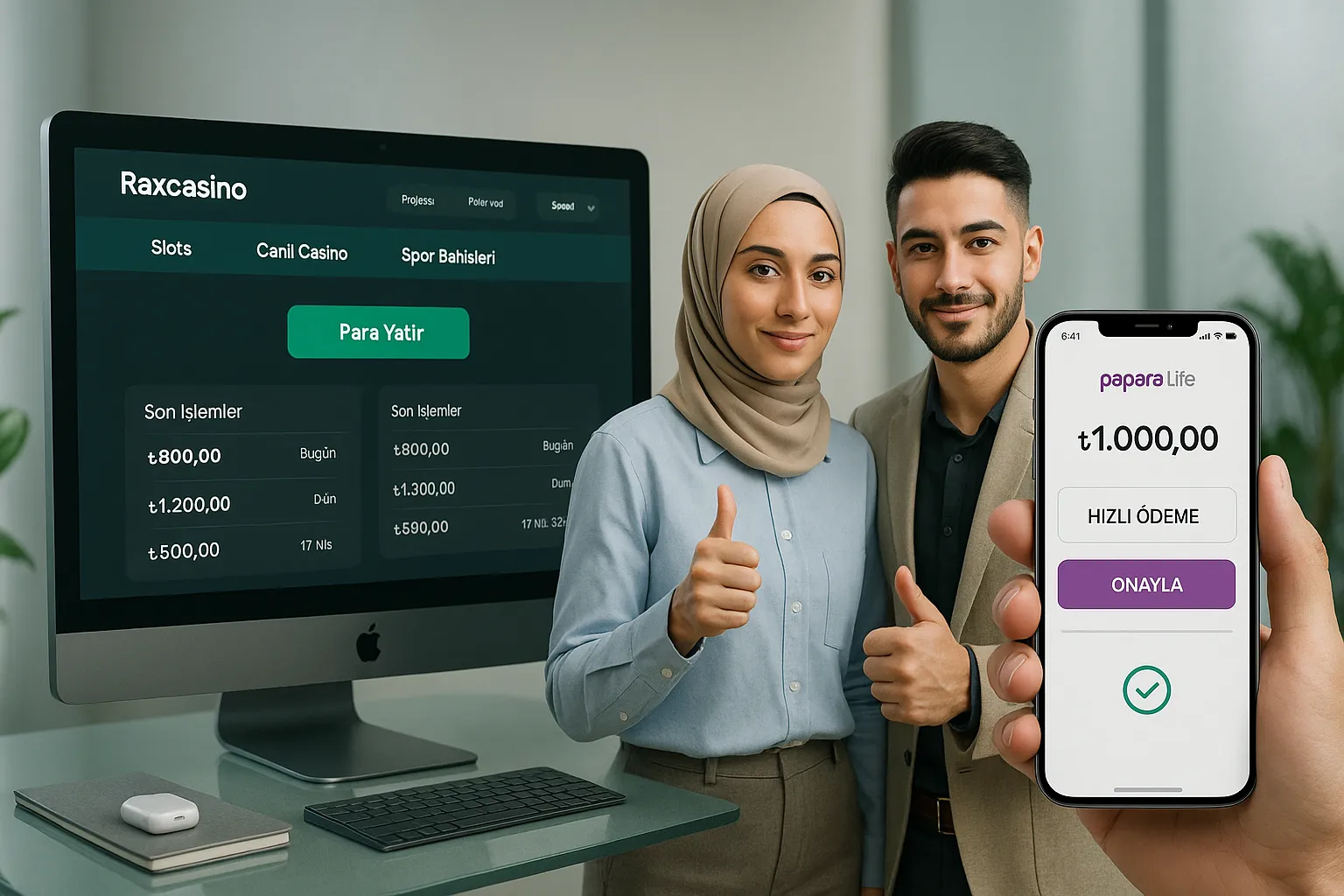 User completing a Papara Lite mobile payment to an online casino