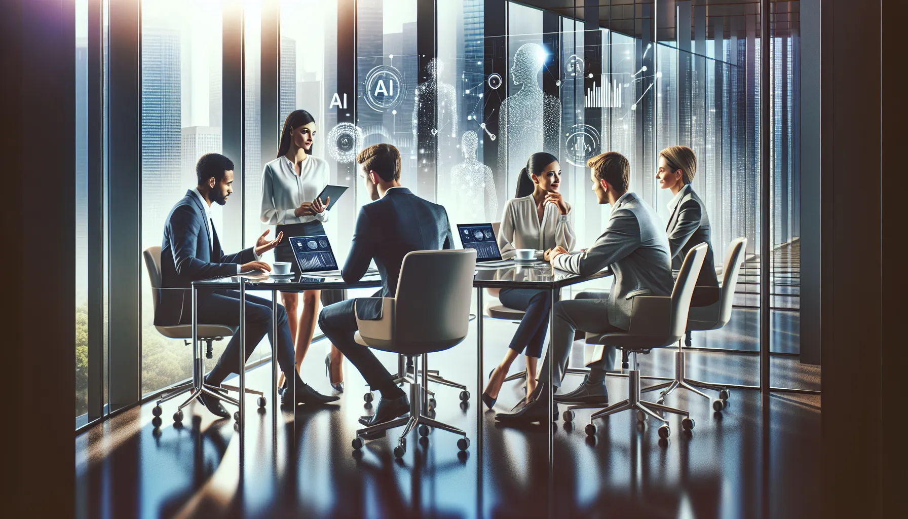 diverse team collaborating in a modern office setting.