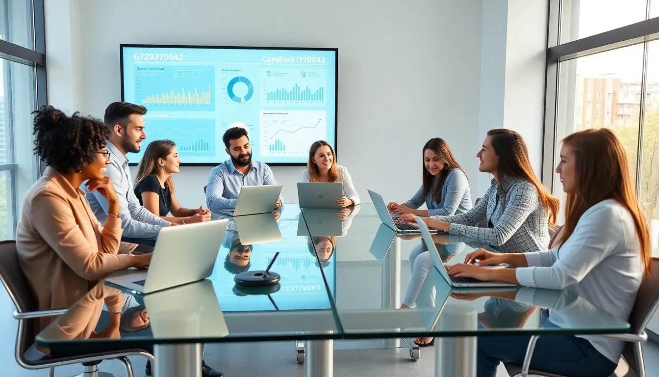 professionals collaborating on data significance in a modern office.