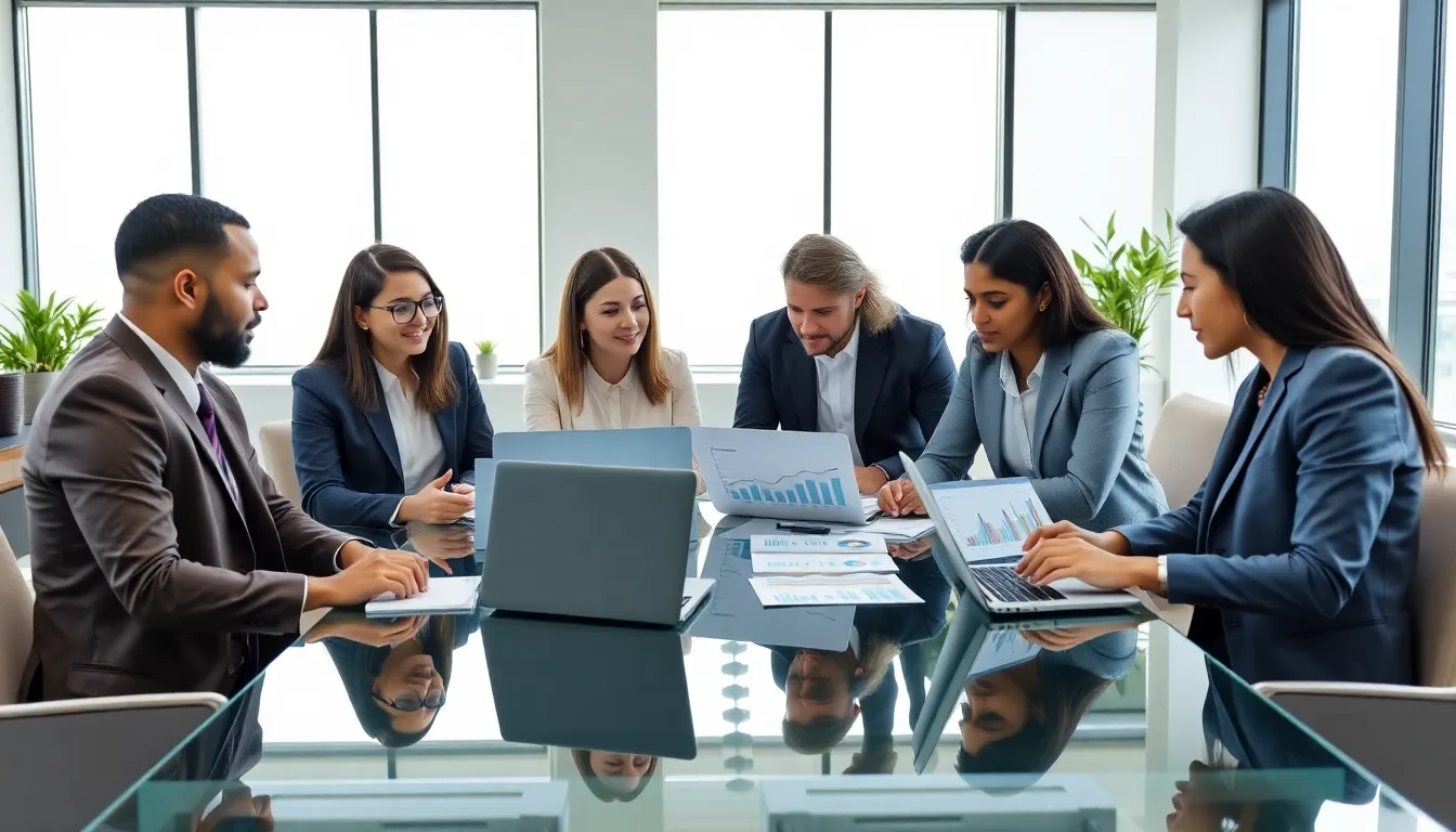 diverse team discussing cost saving strategies in a modern office.