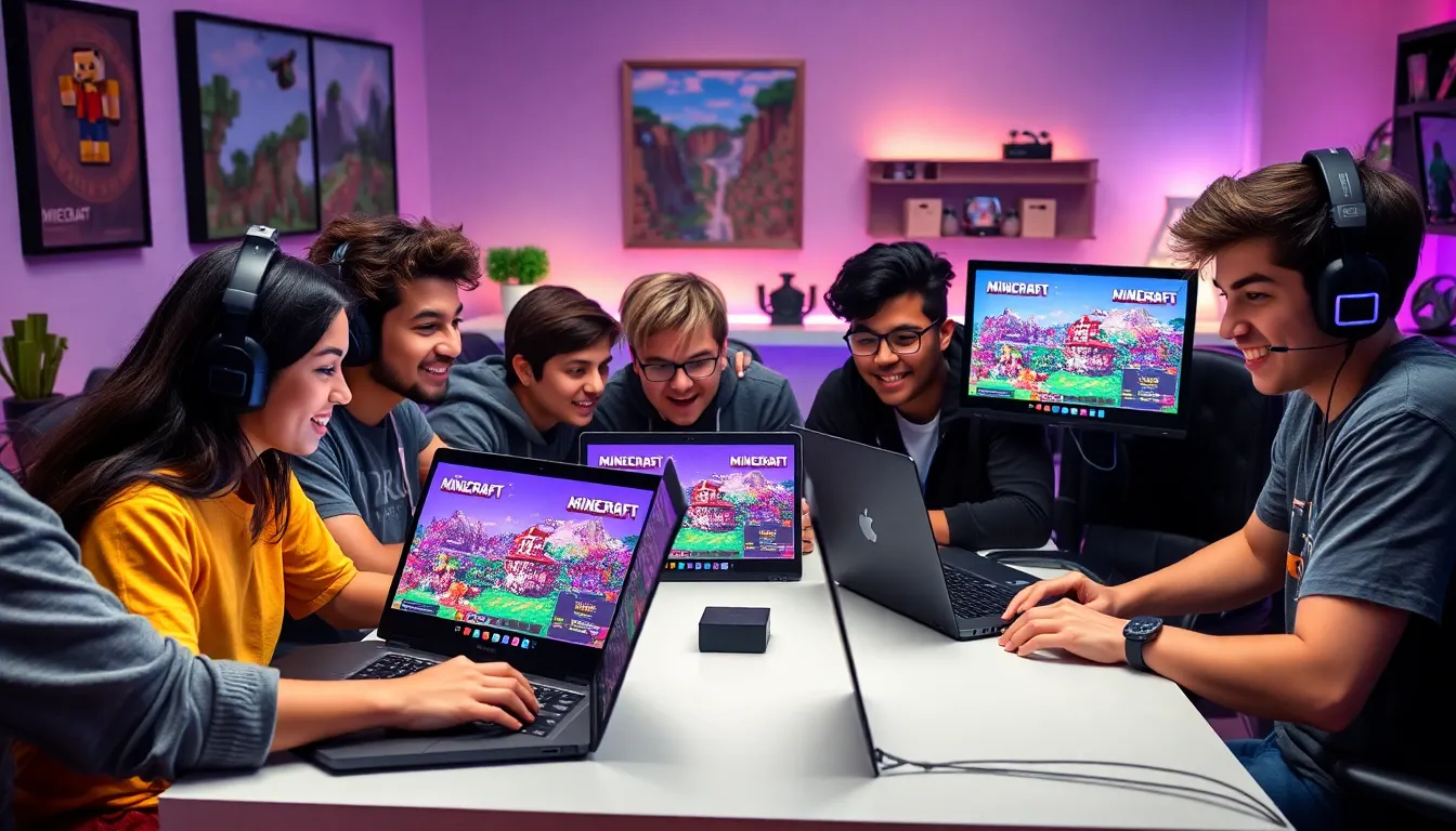 diverse gamers collaborating in a modern gaming environment.