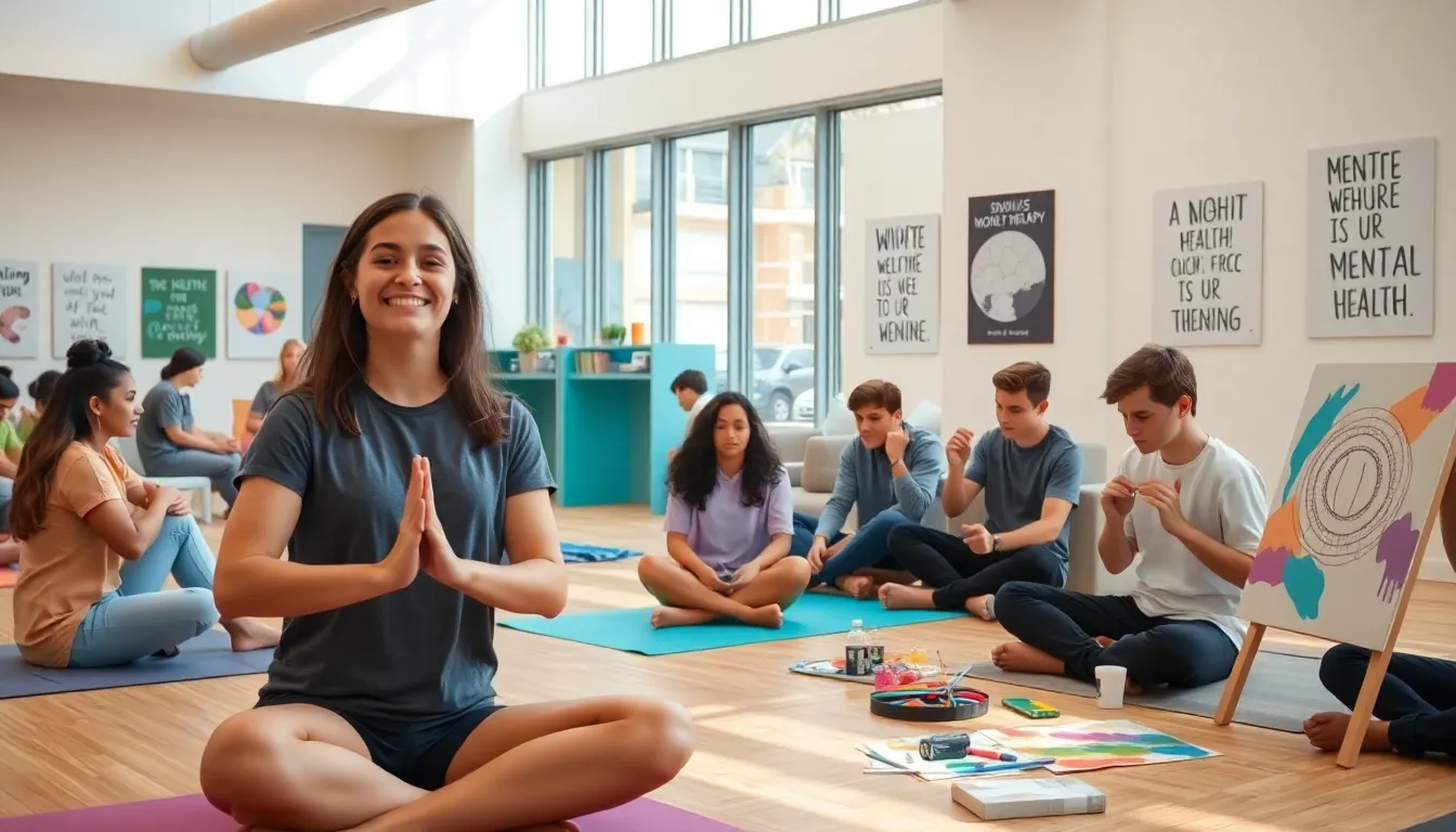 teens participating in mental health activities at a community center.