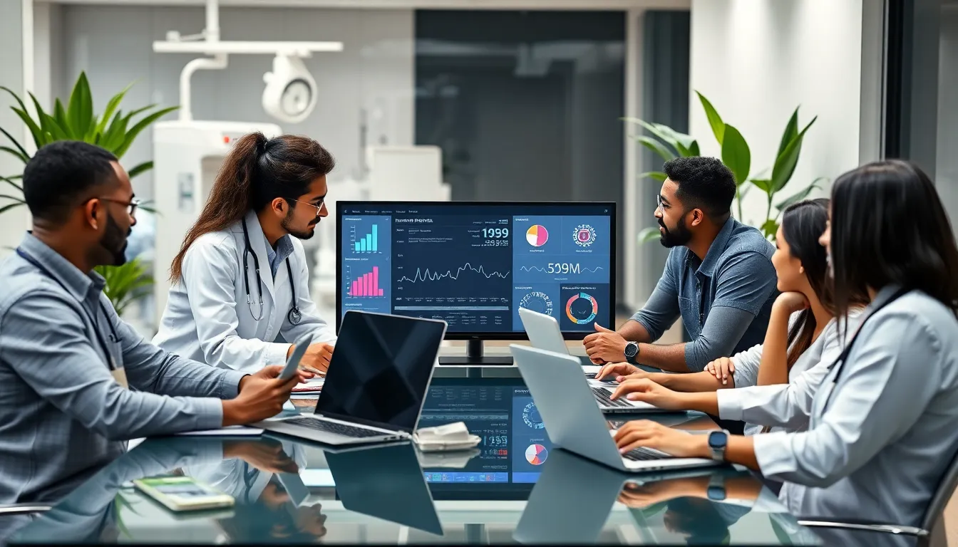 diverse developers collaborating on healthcare software solutions.