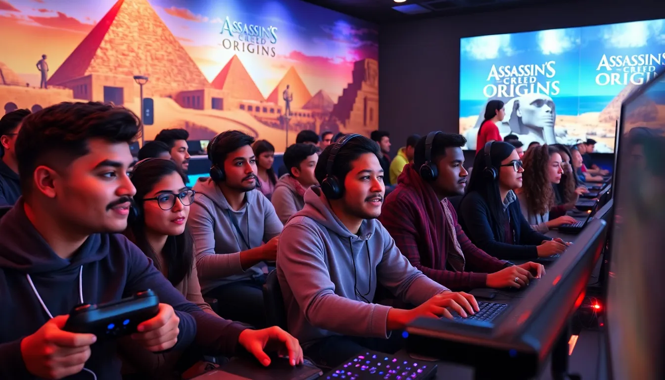 gamers engaged in playing ancient Egypt-themed video games.