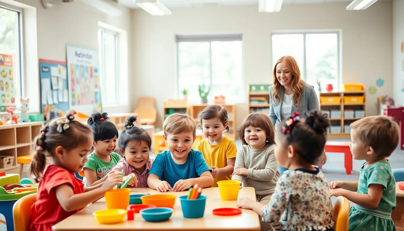 children playing and learning at a vibrant child development center.